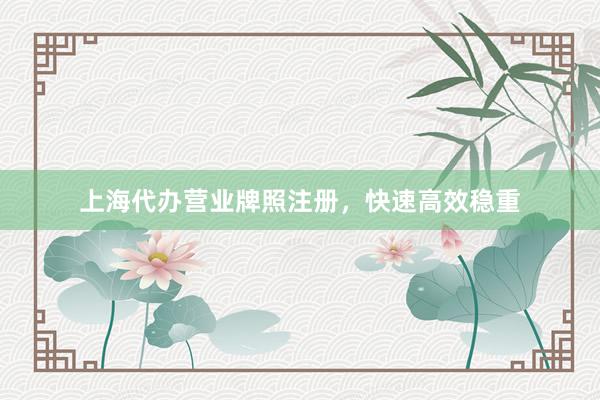 上海代办营业牌照注册，快速高效稳重